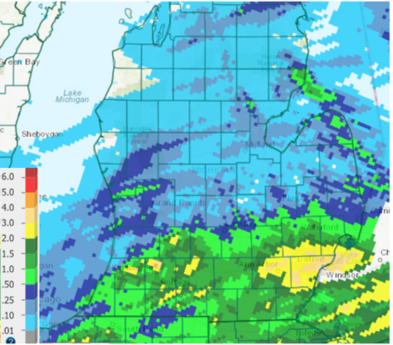 Weekly precipitation totals July14-21.